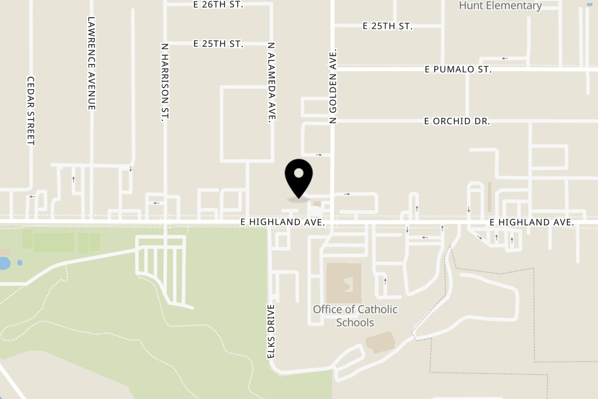 Map showing the location of Captain Moe's Fish Market Highland Ave on 1170 E Highland Ave in San Bernardino